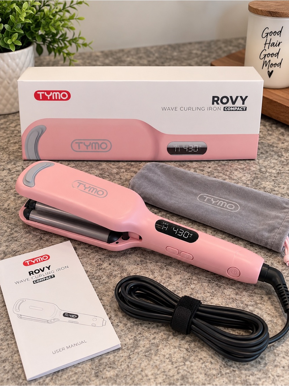 Never Used Tymo Rovy Compact Wave Curling Iron - Pink